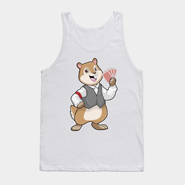 Chipmunk at Poker with Poker cards Tank Top by Markus Schnabel